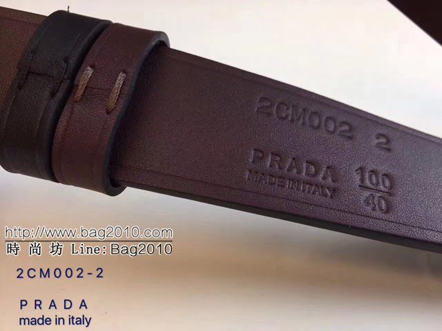 PRADA男士皮帶 普拉達烏木色牛皮雙面用腰帶  jjp2024
